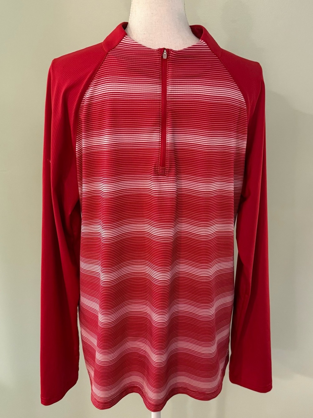 Women's Red Long-Sleeve Performance Jersey with Front Zip